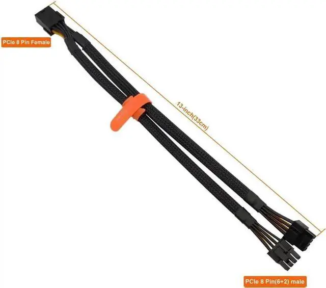 Alt view image 4 of 4 - WRIARICH Sleeved 8Pin PCIe Splitter Cable, 33cm (13 Inch), 8Pin Female to Dual 6+2Pin Male GPU Power Adapter
