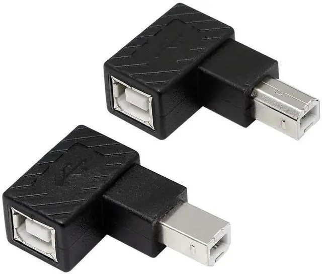 Main image of WRIARICH 2 Pack 90 Degree USB 2.0 Type B Printer Adapter, Left & Right Angle USB B Male to B Female Extension Connector for Printer, Scanner, External Hard Drive