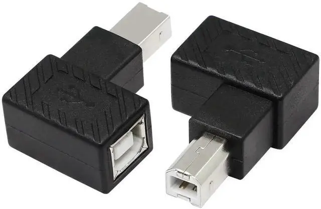 Alt view image 2 of 6 - WRIARICH 2 Pack 90 Degree USB 2.0 Type B Printer Adapter, Left & Right Angle USB B Male to B Female Extension Connector for Printer, Scanner, External Hard Drive