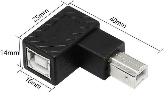 Alt view image 4 of 6 - WRIARICH 2 Pack 90 Degree USB 2.0 Type B Printer Adapter, Left & Right Angle USB B Male to B Female Extension Connector for Printer, Scanner, External Hard Drive