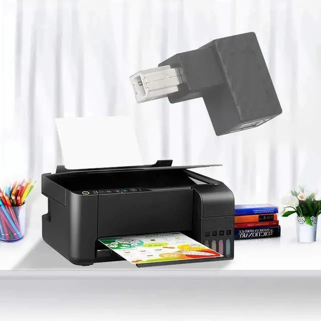 Alt view image 3 of 6 - WRIARICH 2 Pack 90 Degree USB 2.0 Type B Printer Adapter, Left & Right Angle USB B Male to B Female Extension Connector for Printer, Scanner, External Hard Drive