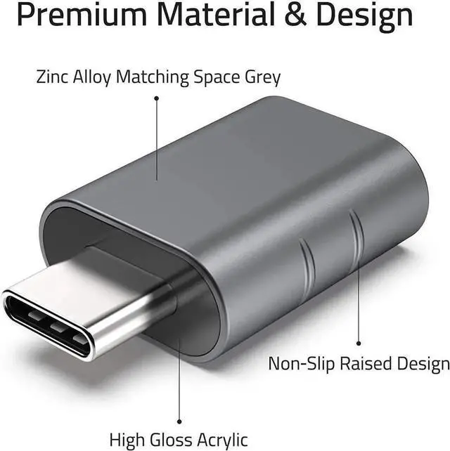 Alt view image 3 of 6 - WRIARICH 2 Pack USB-C to USB 3.0 Adapter, Thunderbolt 3 Type-C Male to USB-A Female Converter, Space Gray Compatible with MacBook Pro Pre-2019, MacBook Air 2020, XPS & More USB-C Devices