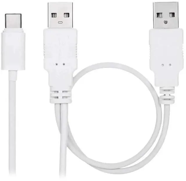 Alt view image 3 of 7 - WRIARICH 60cm White USB 3.1 Type-C to Dual USB A Male Y Cable, Extra Power & Data Cord for Phones and Hard Drives