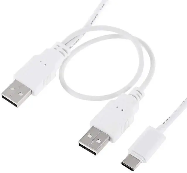 Alt view image 4 of 7 - WRIARICH 60cm White USB 3.1 Type-C to Dual USB A Male Y Cable, Extra Power & Data Cord for Phones and Hard Drives
