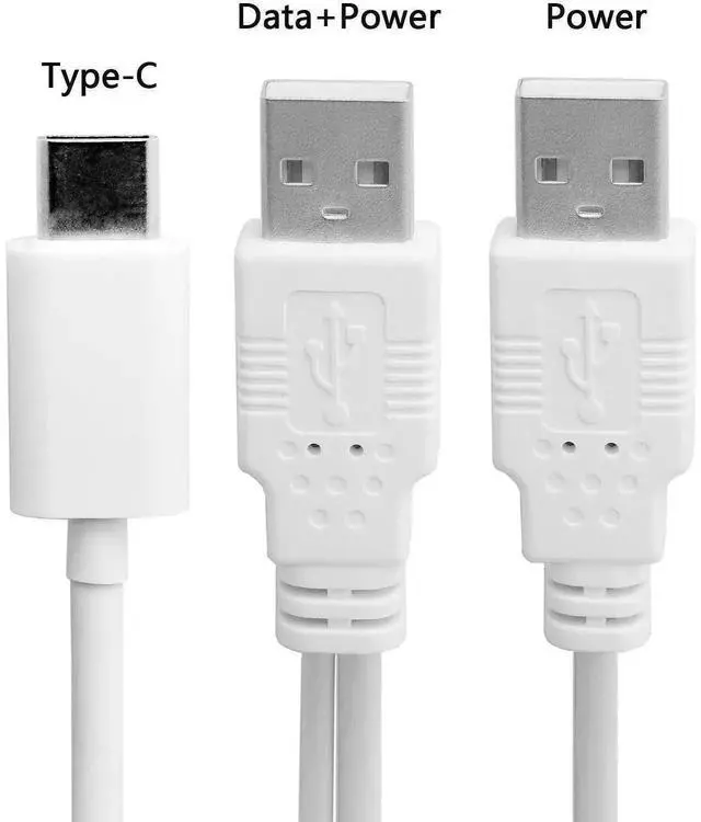 Alt view image 5 of 7 - WRIARICH 60cm White USB 3.1 Type-C to Dual USB A Male Y Cable, Extra Power & Data Cord for Phones and Hard Drives
