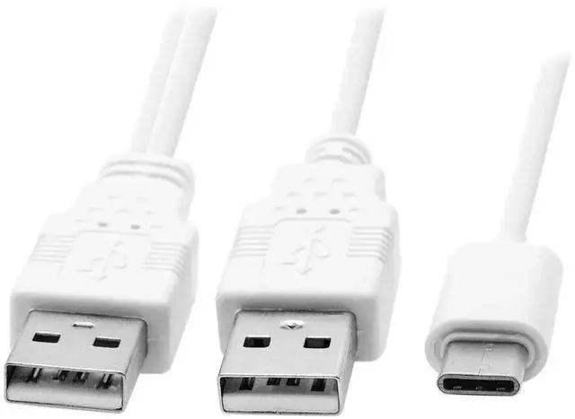 Alt view image 6 of 7 - WRIARICH 60cm White USB 3.1 Type-C to Dual USB A Male Y Cable, Extra Power & Data Cord for Phones and Hard Drives