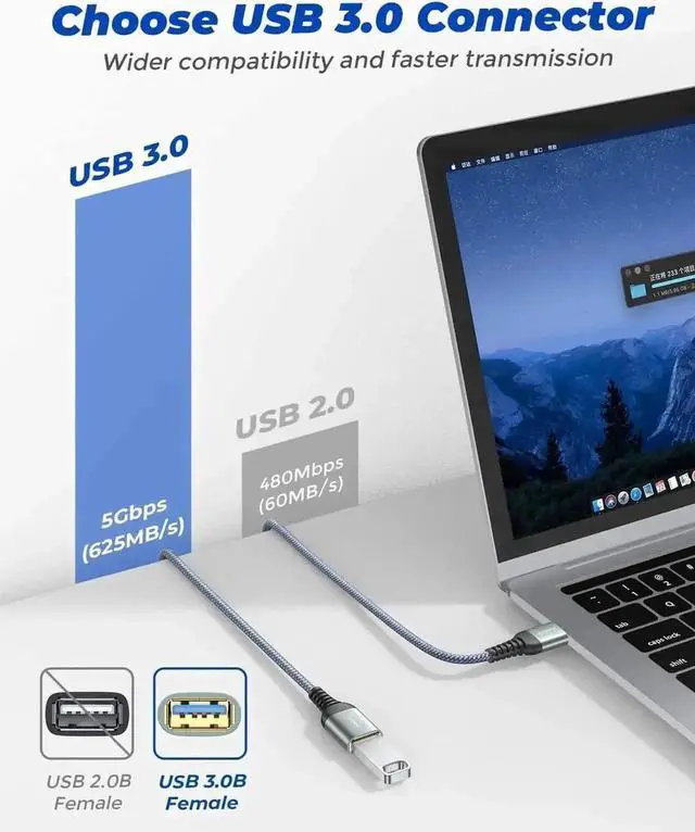Alt view image 7 of 7 - WRIARICH 2 Pack 6.6FT USB 3.0 Type A Male to Female Extension Cable, Braided High Speed Cord for Keyboard, Mouse, Flash Drive & Hard Drive