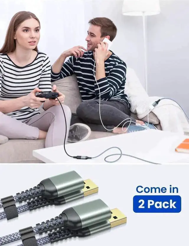 Alt view image 5 of 7 - WRIARICH 2 Pack 6.6FT USB 3.0 Type A Male to Female Extension Cable, Braided High Speed Cord for Keyboard, Mouse, Flash Drive & Hard Drive