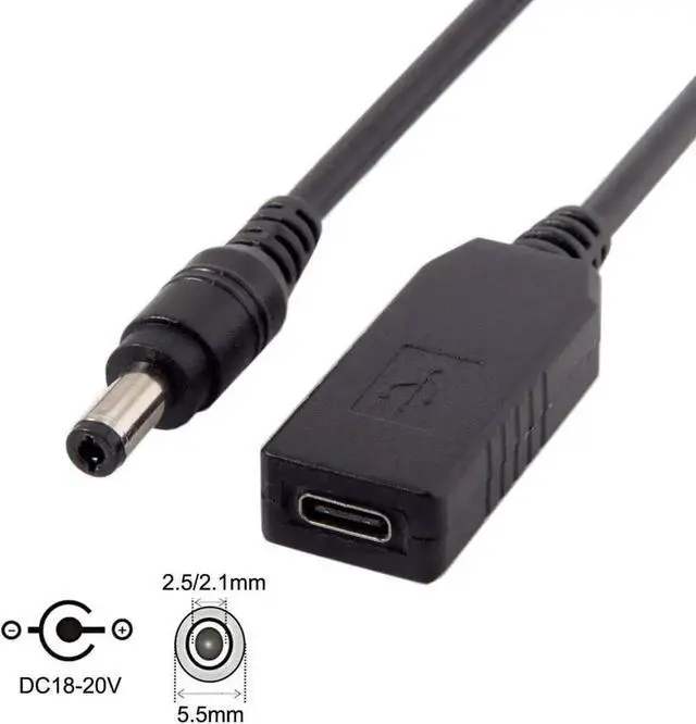 Alt view image 2 of 7 - WRIARICH USB 3.1 Type-C to DC 20V Cable, PD Emulator Trigger, 5.5x2.5mm & 5.5x2.1mm Dual DC Plug, 65W/87W Power Adapter for Laptops