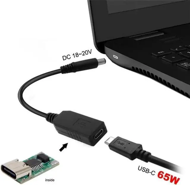 Alt view image 4 of 7 - WRIARICH USB 3.1 Type-C to DC 20V Cable, PD Emulator Trigger, 5.5x2.5mm & 5.5x2.1mm Dual DC Plug, 65W/87W Power Adapter for Laptops