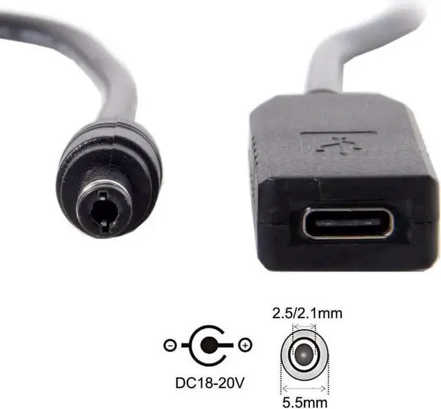 Alt view image 6 of 7 - WRIARICH USB 3.1 Type-C to DC 20V Cable, PD Emulator Trigger, 5.5x2.5mm & 5.5x2.1mm Dual DC Plug, 65W/87W Power Adapter for Laptops