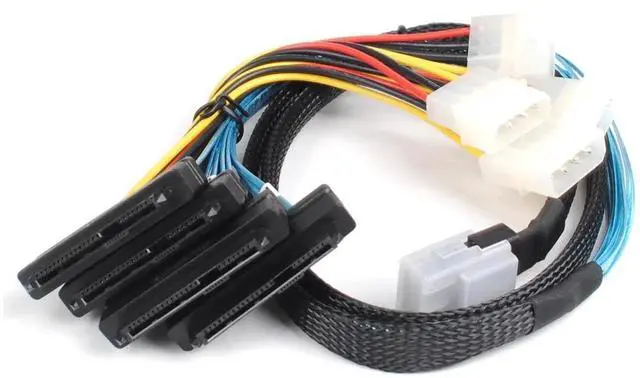 Alt view image 2 of 7 - WRIARICH 1M (3.3FT) Internal SFF-8087 Mini SAS to 4×SFF-8482 29Pin Breakout Cable with Integrated SATA Power, Server RAID Hard Drive Backplane Cable
