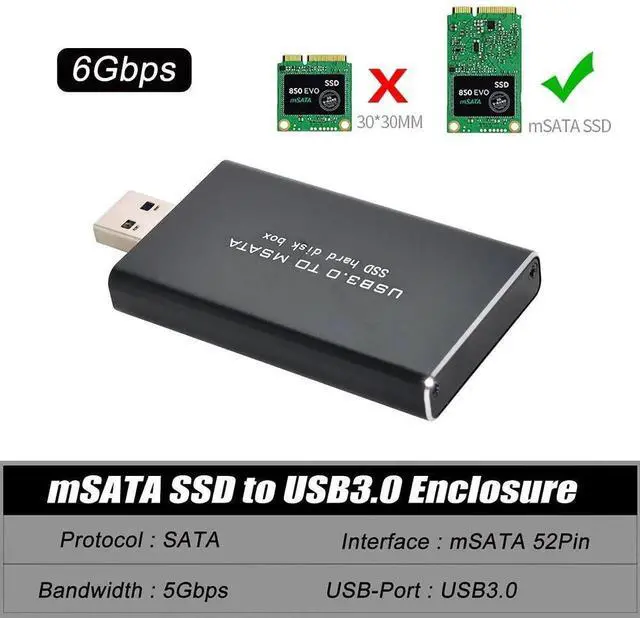 Alt view image 5 of 7 - WRIARICH Mini PCI-E mSATA to USB 3.0 External SSD Adapter Card with Protective Case, Portable mSATA PCBA Converter Enclosure for High-Speed Data Storage
