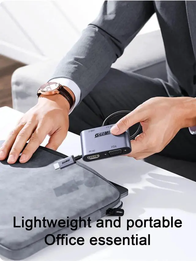 Alt view image 3 of 7 - WRIARICH 4 in 1 USB C Multiport Hub, Type-C to 4K HDMI VGA Adapter with 100W PD Charging & USB3.0 Port, Compatible with iPhone 15 Pro/Max, MacBook, iPad, Switch, Steam Deck, Rog Ally, Samsung S23