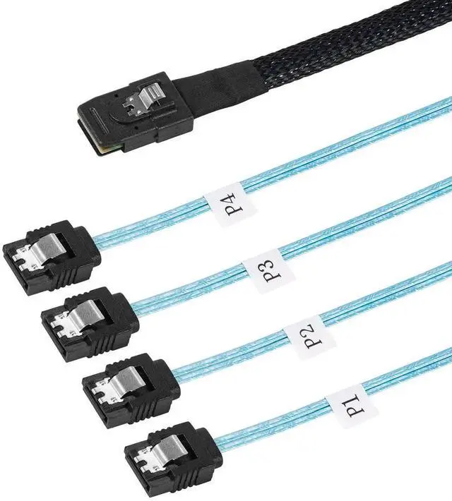 Main image of WRIARICH 2 Pack 0.5M SFF-8087 Mini SAS 36Pin to 4 SATA 7Pin Breakout Cable, SATA 3 6Gbps Internal Cable Compatible with Dell HP Lenovo Supermicro ASUS Gigabyte RAID HBA Controller Server Backplane