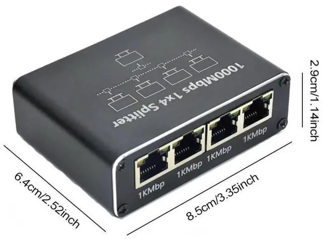 Alt view image 2 of 7 - WRIARICH 1 to 4 Gigabit RJ45 Ethernet Splitter, 1000Mbps Network Extender Adapter with USB Power Cord, Supports 4 Devices Online Simultaneously, Compatible with Cat5/Cat5e/Cat6/Cat7/Cat8 Cables