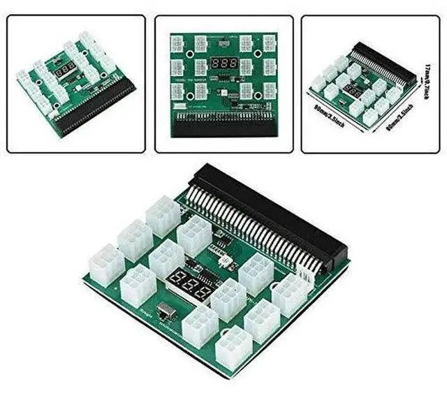 Alt view image 2 of 7 - WRIARICH 64Pin PCIe to 12-Port 6Pin 12V Breakout Board, HP Server PSU Conversion Adapter for BTC ETH Mining Rigs, Antminer & GPU Power Supply