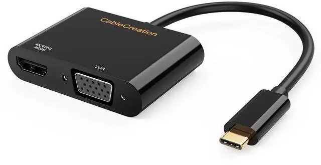 Main image of WRIARICH USB C to HDMI VGA Multiport Adapter 4K@60Hz, Type-C Dual Display Converter Compatible with iPhone 15 Plus/15 Pro Max, Galaxy S22 Ultra, iPad Pro 2020, Chromebook, Surface Pro