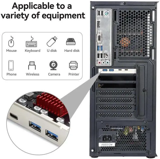 Alt view image 4 of 7 - WRIARICH 4-Port PCIe USB3.1 Expansion Card (2 USB-A + 2 USB-C), Self-Powered for Desktop PC