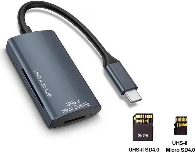 Main image of USB-C SD 4.0 UHS-II Card Reader, 2-in-1 Dual Slot SD & TF Memory Card Adapter, Supports UHS-II / UHS-I SDXC SDHC MMC RS-MMC Micro SDXC Micro SDHC Cards, OTG Compatible for USB-C Laptops, Tablets & Sma