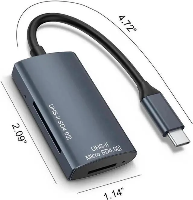 Alt view image 6 of 6 - USB-C SD 4.0 UHS-II Card Reader, 2-in-1 Dual Slot SD & TF Memory Card Adapter, Supports UHS-II / UHS-I SDXC SDHC MMC RS-MMC Micro SDXC Micro SDHC Cards, OTG Compatible for USB-C Laptops, Tablets & Sma