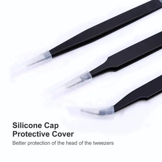Alt view image 4 of 7 - WRIARICH 3PCS ESD Anti-Static Stainless Steel Precision Tweezers Kit for Soldering, Lab, Jewelry, Model & Craft