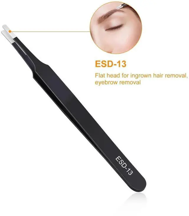 Alt view image 7 of 7 - WRIARICH 3PCS ESD Anti-Static Stainless Steel Precision Tweezers Kit for Soldering, Lab, Jewelry, Model & Craft