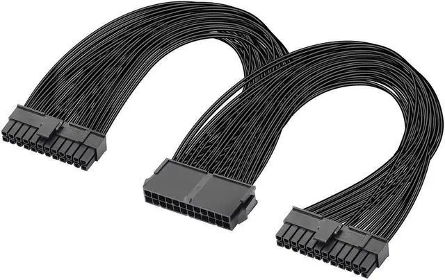 Main image of WRIARICH 32CM(1Ft) ATX 24Pin (20+4) Y-Splitter Power Cable, PSU Female to Dual Male Adapter Cord for Dual Motherboard Synchronous Power Supply