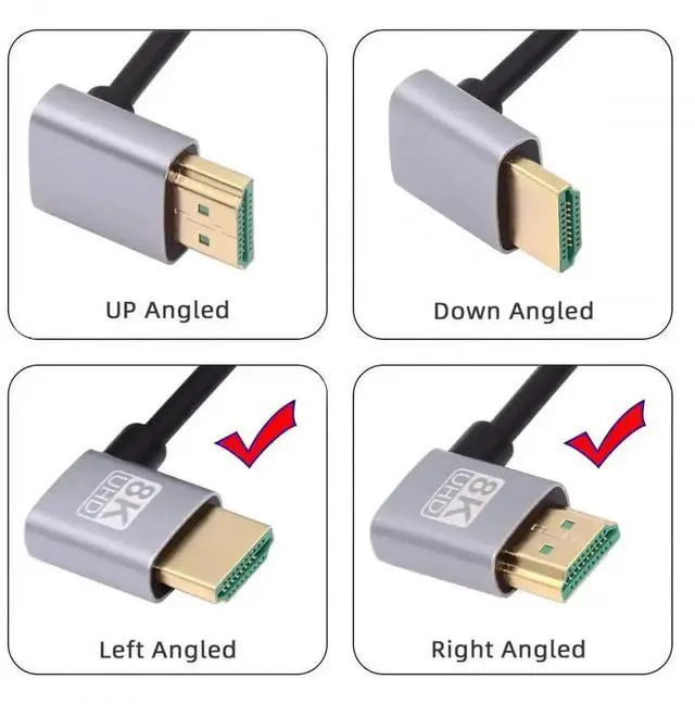 Alt view image 5 of 7 - WRIARICH 50cm Ultra-Thin Left 90° to Right 90° Angled HDMI 2.1 Cable, Super Flexible Type-A HDMI Cord Supports 8K & 4K for Computer HDTV