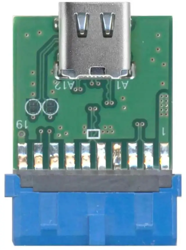 Main image of WRIARICH USB 3.1 Type-C to USB 3.0 Motherboard Adapter, 19/20 Pin Front Panel Header Converter, 5Gbps High Speed, Green Internal Expansion Connector for PC Case