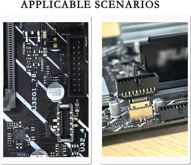 Alt view image 3 of 6 - WRIARICH PH743 USB3.2 Type-E 20Pin to 19P Header Adapter, Motherboard Internal Connector Converter for Chassis Front USB Type-A & Type-C Expansion