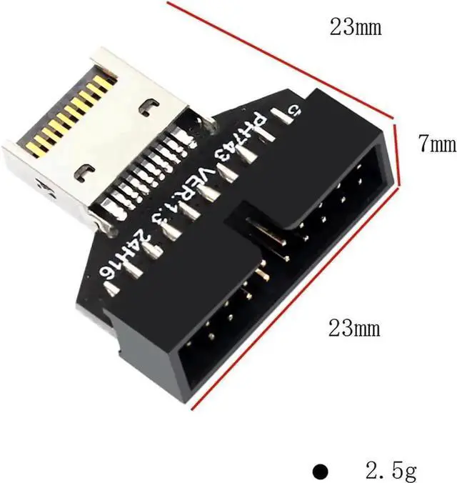 Alt view image 5 of 6 - WRIARICH PH743 USB3.2 Type-E 20Pin to 19P Header Adapter, Motherboard Internal Connector Converter for Chassis Front USB Type-A & Type-C Expansion