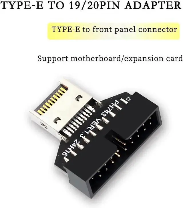 Alt view image 4 of 6 - WRIARICH PH743 USB3.2 Type-E 20Pin to 19P Header Adapter, Motherboard Internal Connector Converter for Chassis Front USB Type-A & Type-C Expansion