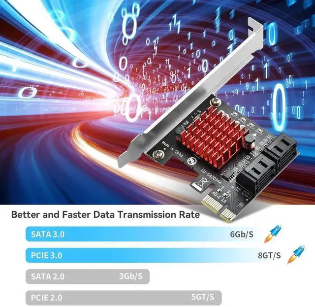 Alt view image 5 of 7 - WRIARICH 4 Port PCIe to SATA 3.0 Expansion Card, 6Gbps SATA Controller Card with Low Profile Bracket, Compatible with Windows & Linux