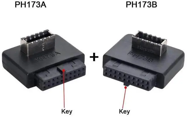 Alt view image 6 of 7 - WRIARICH 2 Pack Type-E Key-A to USB 3.0 20Pin Adapter, Front Panel Socket Converter for Motherboard