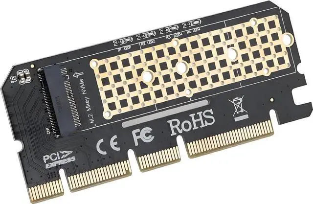 Alt view image 2 of 6 - WRIARICH PCIe to M.2 NVMe SSD Adapter Card, Supports 2U Rack Servers, PCIe X4/X8/X16 Slots, Fits 2230/2242/2260/2280 NGFF SSD