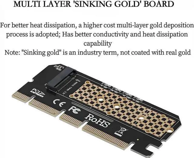 Alt view image 5 of 6 - WRIARICH PCIe to M.2 NVMe SSD Adapter Card, Supports 2U Rack Servers, PCIe X4/X8/X16 Slots, Fits 2230/2242/2260/2280 NGFF SSD