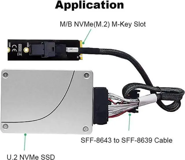 Alt view image 4 of 5 - WRIARICH M-Key M.2 NVMe to SFF-8643 MiniSAS Adapter Card, PCIe 4.0 Expansion Converter for U.2 SFF-8639 NVMe SSD, Compatible with Intel SSD 750 Series Desktop Storage Add-On Card