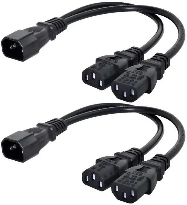 Main image of WRIARICH 2 Pack IEC C14 Male to Dual C13 Female Y Splitter Power Cord 10A 250V for PC Monitor PDU Printer Server Chassis
