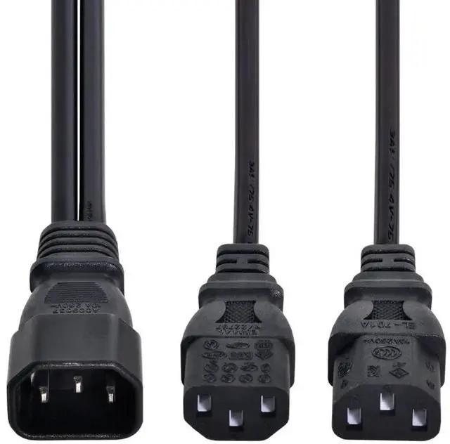 Alt view image 6 of 7 - WRIARICH 2 Pack IEC C14 Male to Dual C13 Female Y Splitter Power Cord 10A 250V for PC Monitor PDU Printer Server Chassis