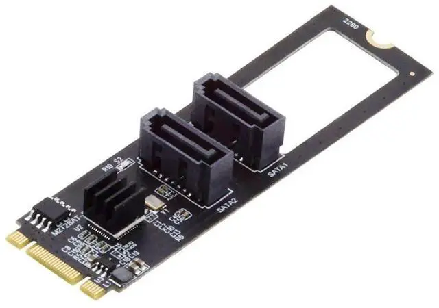 Main image of WRIARICH M.2 B+M Key NGFF to 2 Ports SATA 3.0 6Gbps Expansion Adapter with JMB582 Chip, Supports 2280 M.2 SSD for Desktop Motherboard Storage Extension