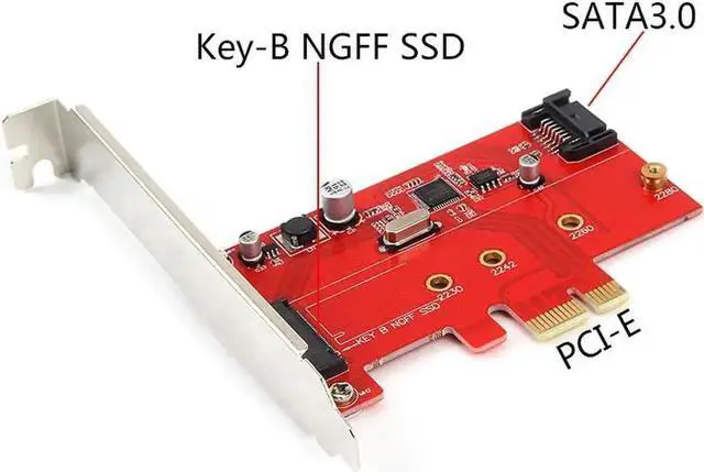 Alt view image 3 of 5 - WRIARICH PCIe x1 to M.2 B-Key NGFF SATA + SATA 6G Expansion Card with ASM1061 Chip, Standard Full Height Bracket, Supports 2230/2242/2260/2280 M.2 SATA SSD & SATA HDD SSD