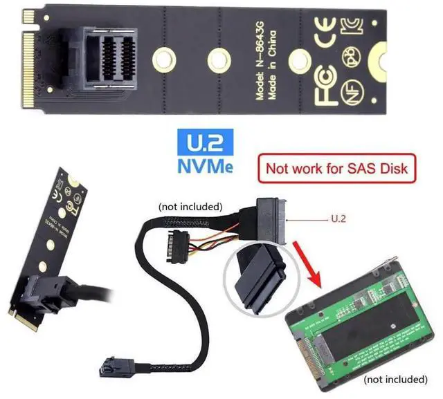 Alt view image 7 of 7 - WRIARICH U.2 SFF-8639 Adapter Kit, M.2 NVMe PCIe 4.0 SSD to SFF-8643 Mini SAS HD Converter, 22x80mm M-Key M.2 Card for Intel SSD 750 P3600 P3700 Enterprise U.2 Drives
