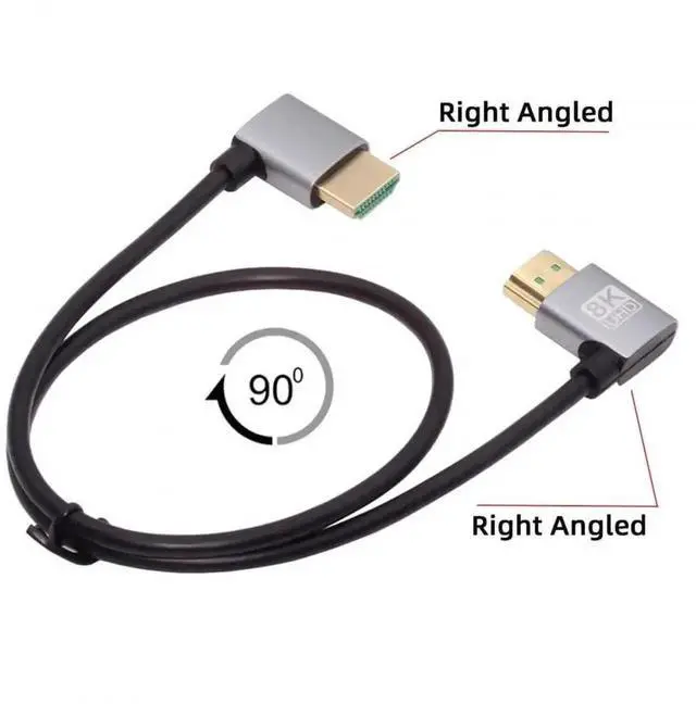 Alt view image 7 of 7 - WRIARICH 50cm Ultra Thin Dual Right 90° Angled HDMI 2.1 Cable, Super Flexible Type-A Cord Supports 8K 4K for Computer HDTV