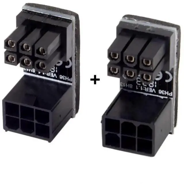 Alt view image 3 of 7 - WRIARICH 2 Pack ATX 6Pin 180 Degree Angled GPU Power Adapter, PCIe 6-Pin Female to Male U-Turn Connector for NVIDIA AMD ASUS Gigabyte MSI Sapphire RX GTX RTX Graphics Card
