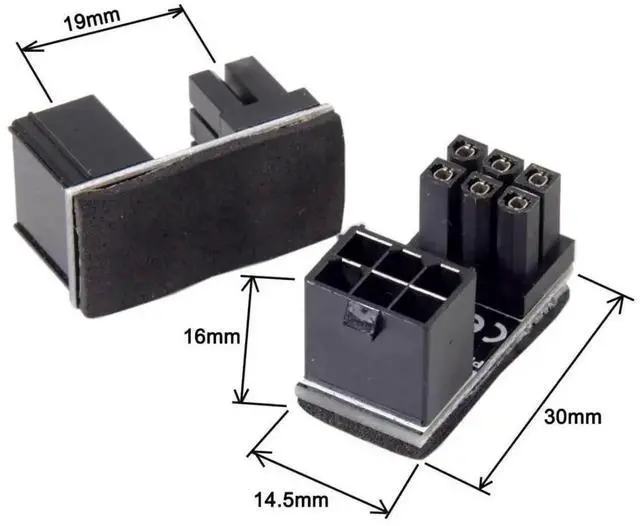 Alt view image 4 of 7 - WRIARICH 2 Pack ATX 6Pin 180 Degree Angled GPU Power Adapter, PCIe 6-Pin Female to Male U-Turn Connector for NVIDIA AMD ASUS Gigabyte MSI Sapphire RX GTX RTX Graphics Card