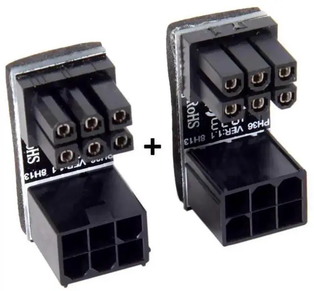 Alt view image 5 of 7 - WRIARICH 2 Pack ATX 6Pin 180 Degree Angled GPU Power Adapter, PCIe 6-Pin Female to Male U-Turn Connector for NVIDIA AMD ASUS Gigabyte MSI Sapphire RX GTX RTX Graphics Card