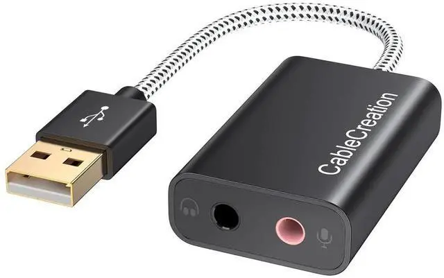 Main image of WRIARICH USB External Sound Card Audio Adapter, Aluminum Black USB to 3.5mm Headphone & Mic Jack, Plug and Play for Windows, Mac, Linux, PS4, PS5