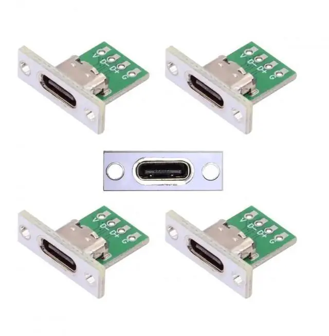 Main image of WRIARICH 5Pcs DIY Panel Mount USB-C Female Socket with PCB Board, 24Pin USB 2.0 Type-C Connector Replacement Parts for Custom Equipment