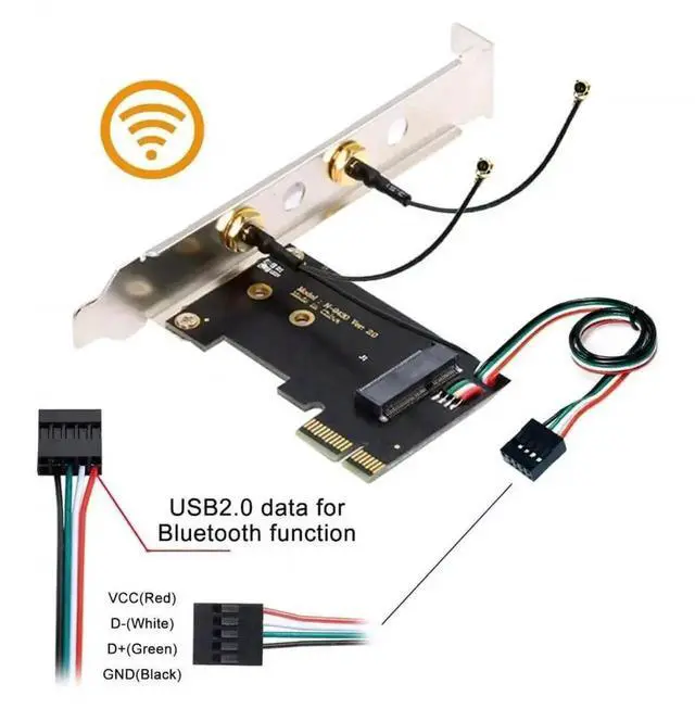 Alt view image 5 of 7 - WRIARICH PCI-E x1 to NGFF A/E-Key WiFi Adapter, Convert M.2 A+E Key WiFi6/WiFi7 Bluetooth Card for Desktop PC